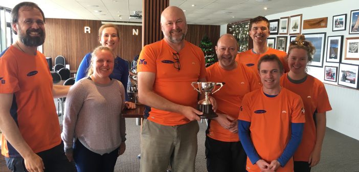 Photograph of Outrageous Crew Recieving Trophy